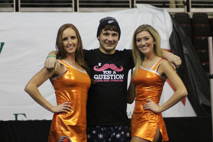 Me with two of the Energy Cheerleaders after the game.