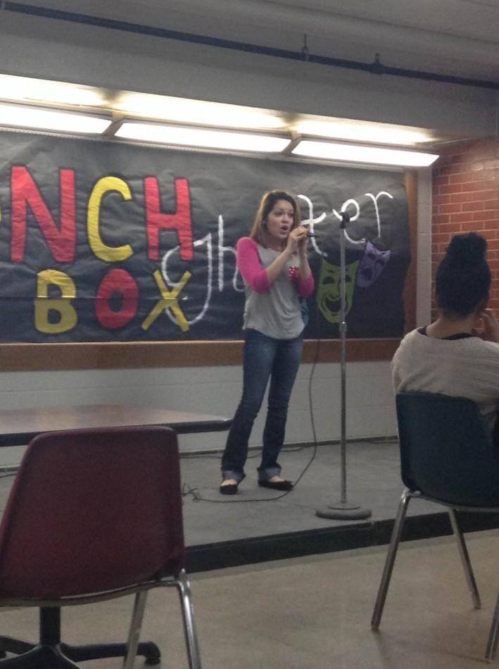 Melissa Sosa sings Tell Her I Love Her, a Urinetown song during Norths Lunch Box Theater 