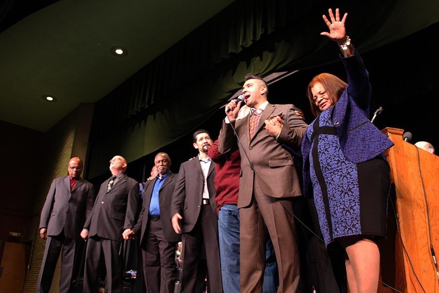 Dr. Alveda King, Dr. Martin Luther King Juniors niece, spoke at North High School on Jan. 19, 2015, Martin Luther King Jr Day. The event included pastors and religious representatives as well as the North High and Roosevelt High choir groups. 