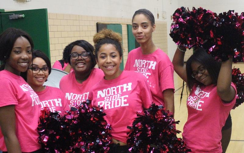 North High dance team posing to show their spirit before their season opening performance.