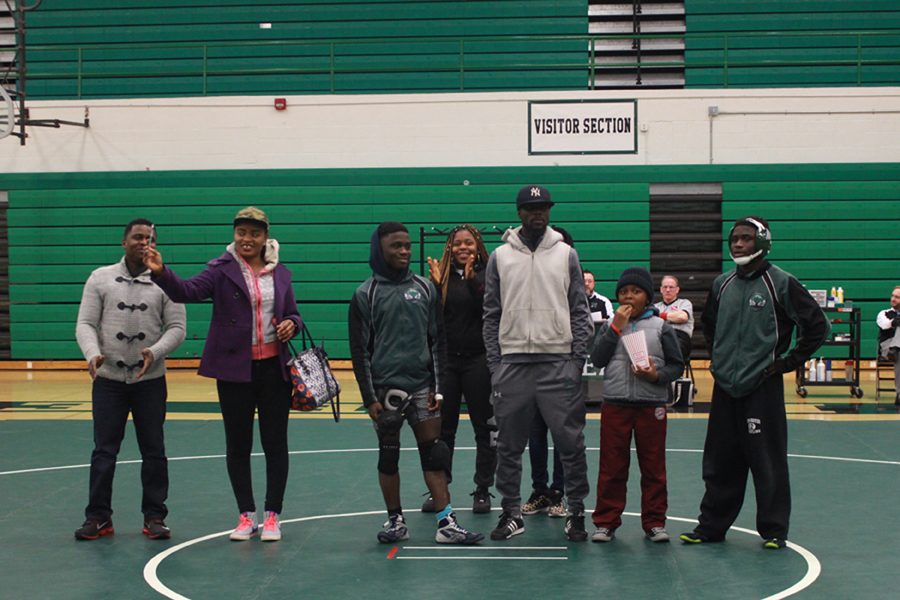 Seniors Meshach and Shadrach Zarwie bring their family to get honored on senior night.